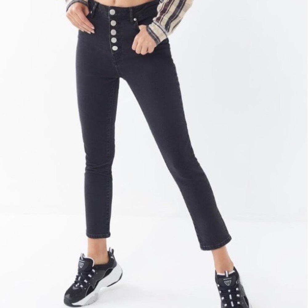 Urban Outfitters BDG Girlfriend High Rise Cropped Skinny Jeans Washed Black 26